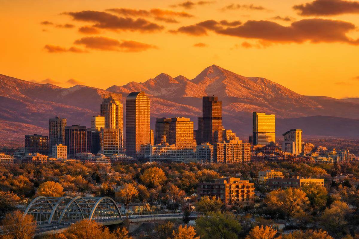 Denver metro skyline near Aurora, Colorado